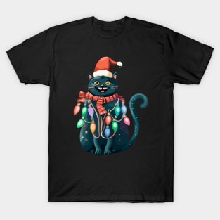 Christmas Lights Cat Merry Catmas T-Shirt